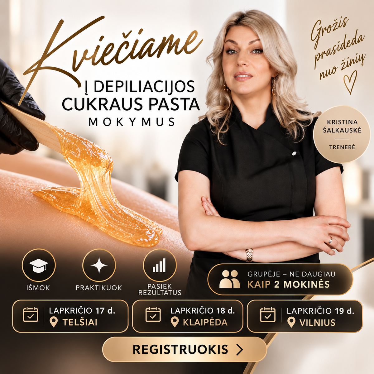 Depiliacijos cukraus pasta mokymai TELŠIAI